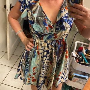 Pinky Patterned ruffle dress